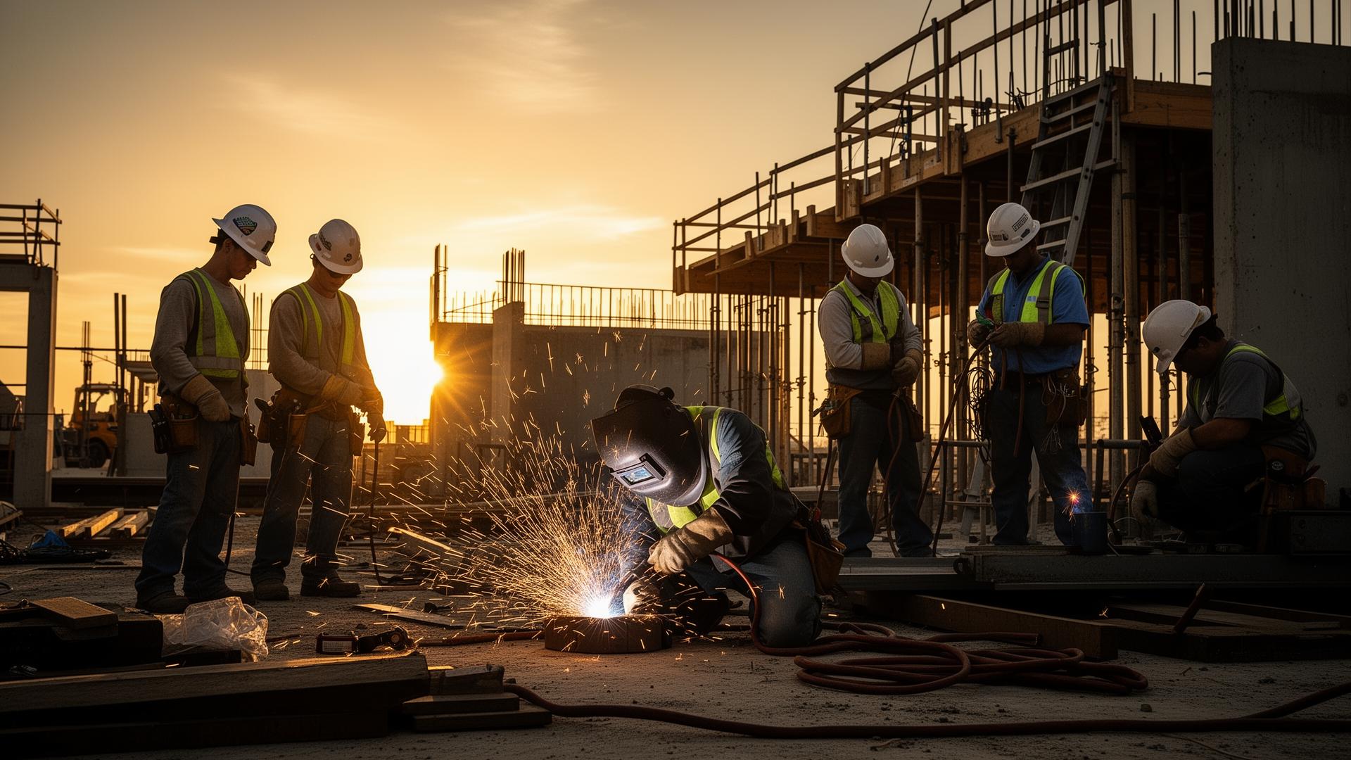 Texas skilled tradesmen on a construction site